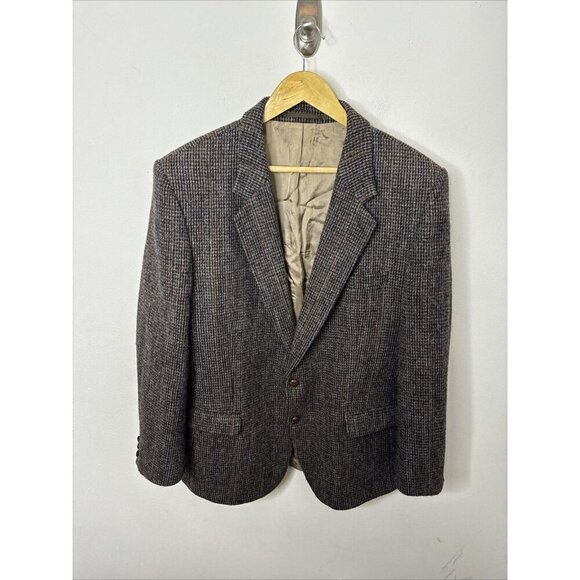 Harris Tweed Moores Men 44 Wool BrownBlazer Sports Coat